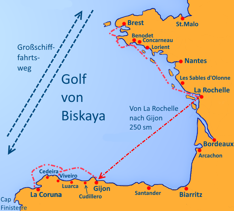 Karte Biskaya Überquerung